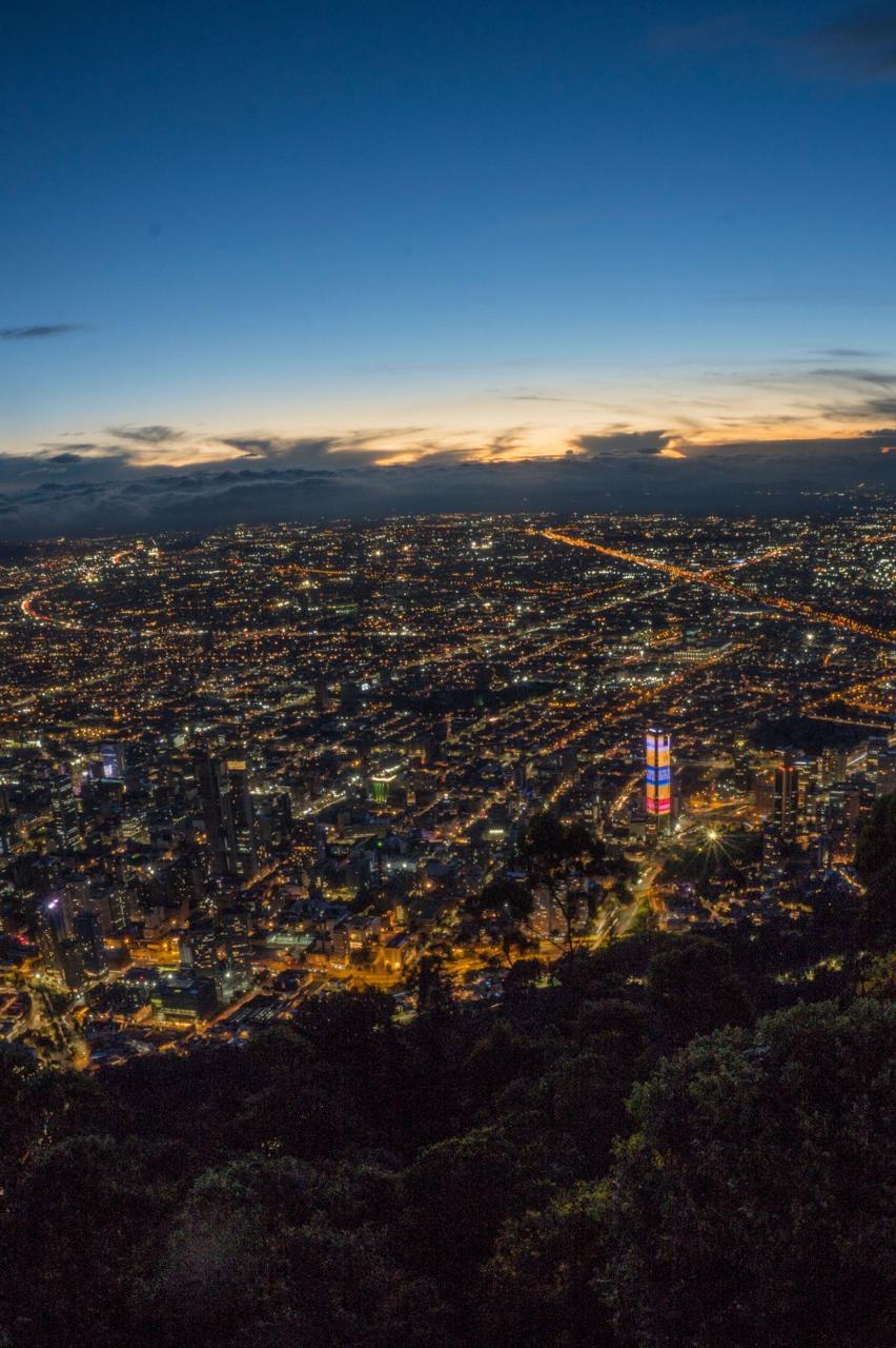 Bogotá from Monserrate at blue hour